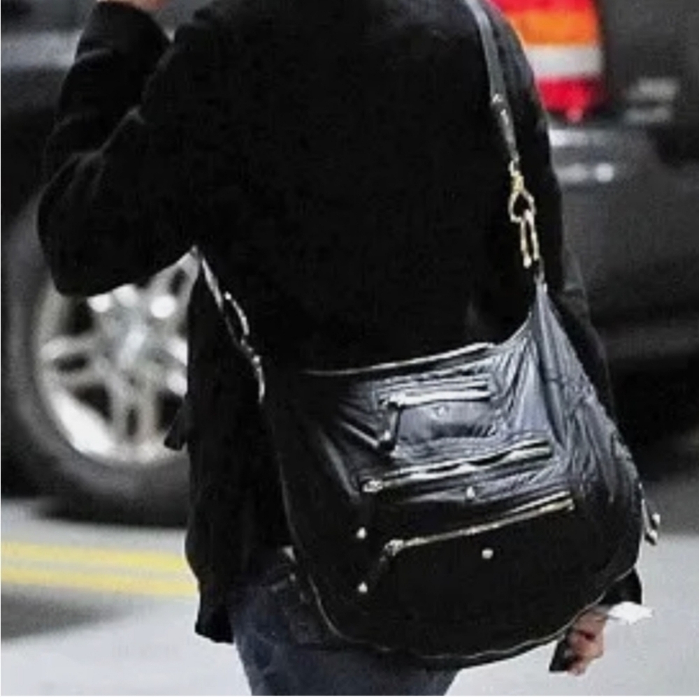 TOD’s Pashmy Luna Designer Black Nylon & Leather Handbag